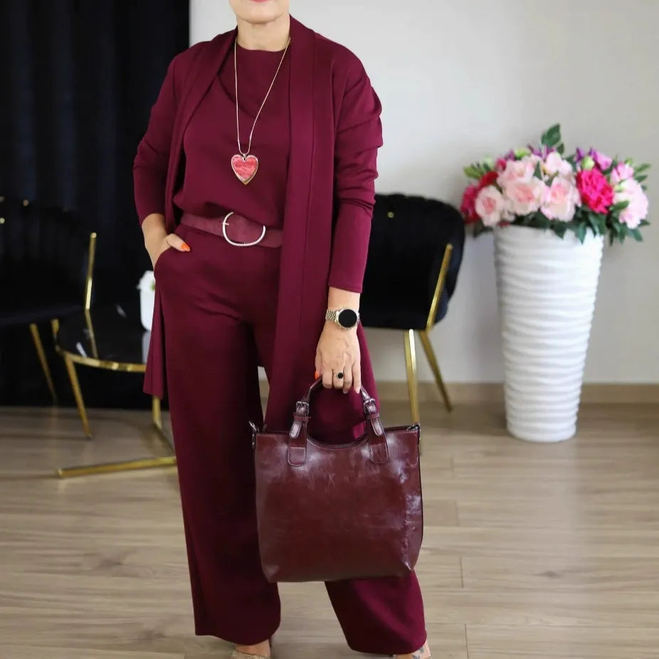 Maeve™ | Longline Cardigan & Wide Leg Pants Set