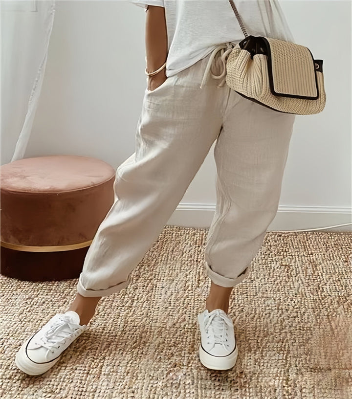 Women's Casual Cotton Linen Capris
