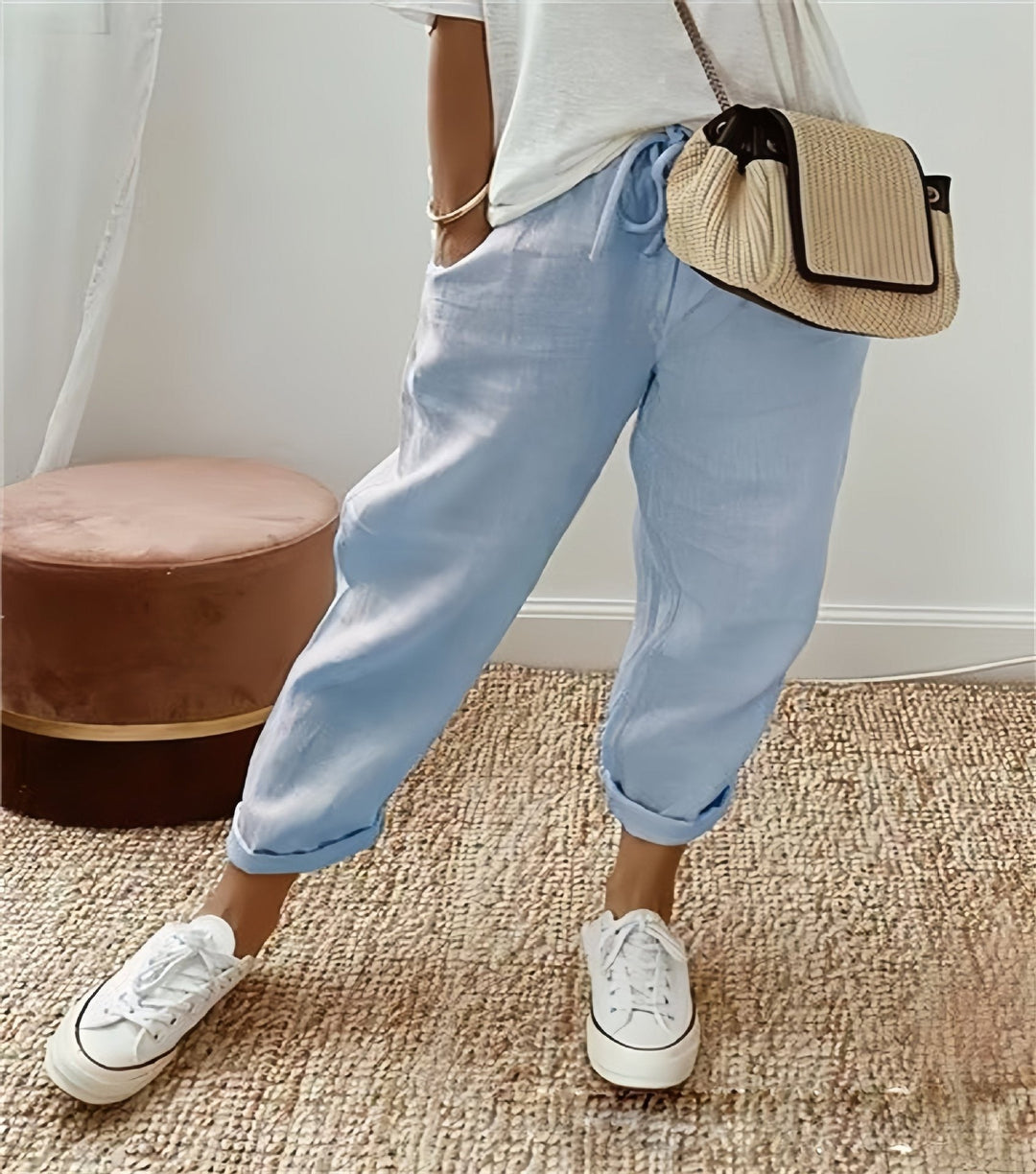 Women's Casual Cotton Linen Capris