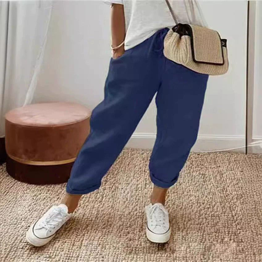 Women's Casual Cotton Linen Capris